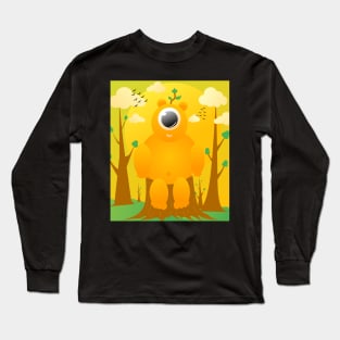 cartoon one eyed monster with cute design Long Sleeve T-Shirt